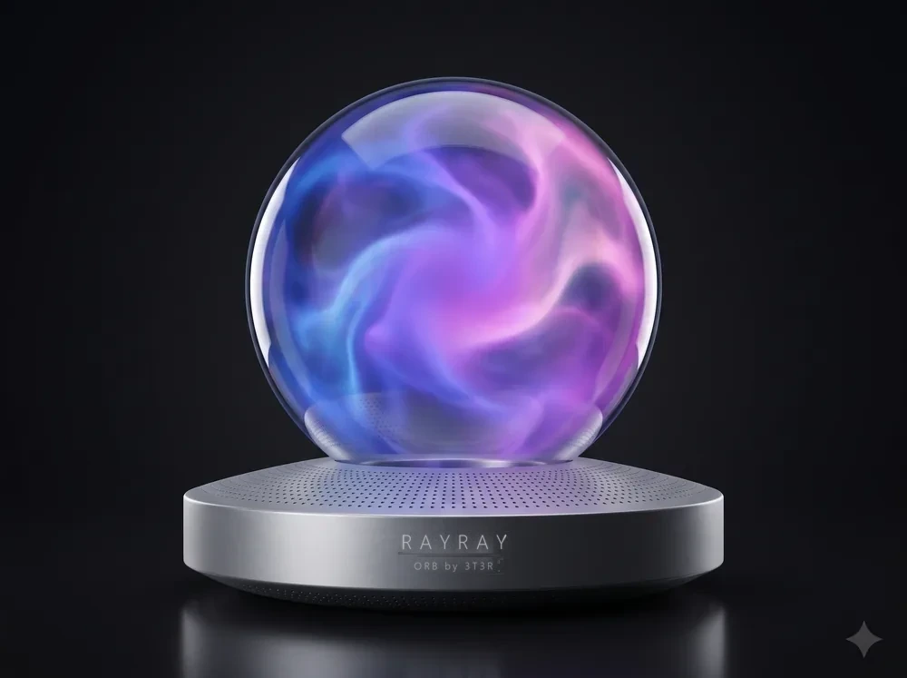 3T3R ORB front view, the discharge drifting slowly inside the glass